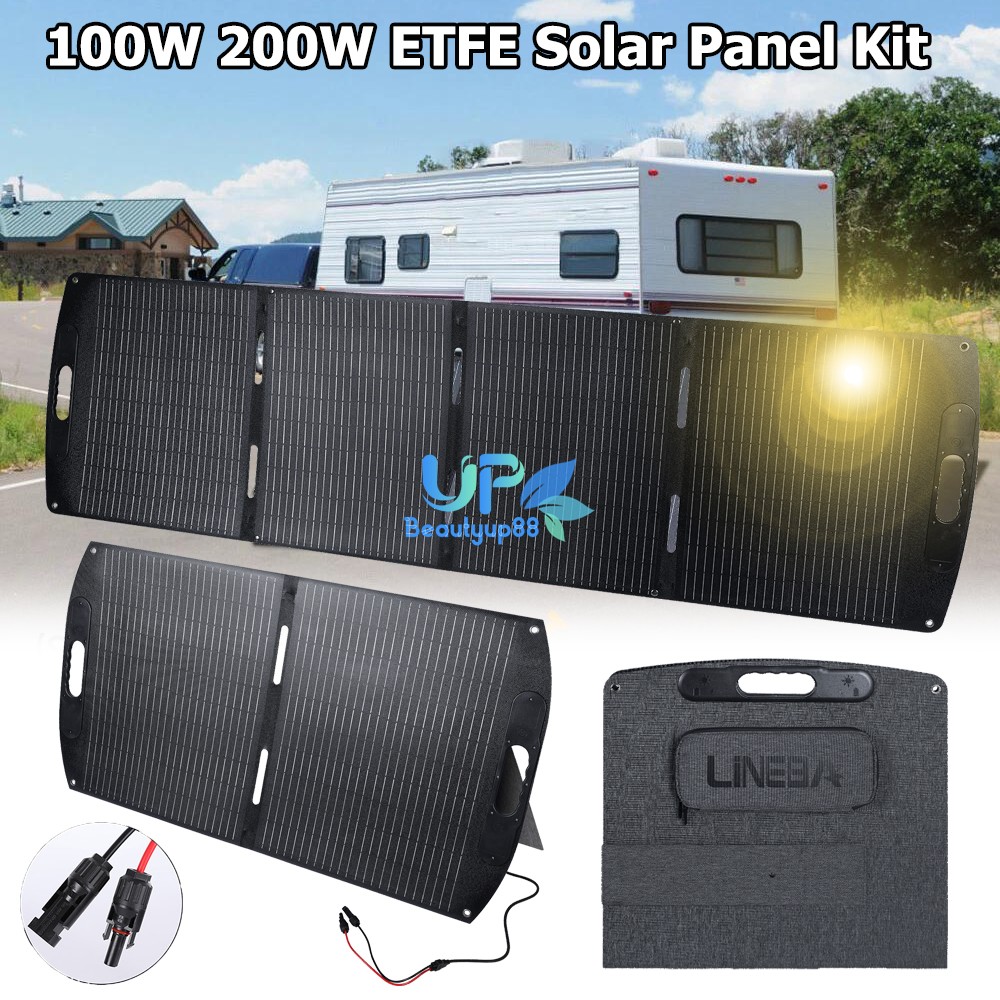 Solar Panel 100W 200W Foldable ETFE Solar Charger Kit Outdoor Camping Van Trip