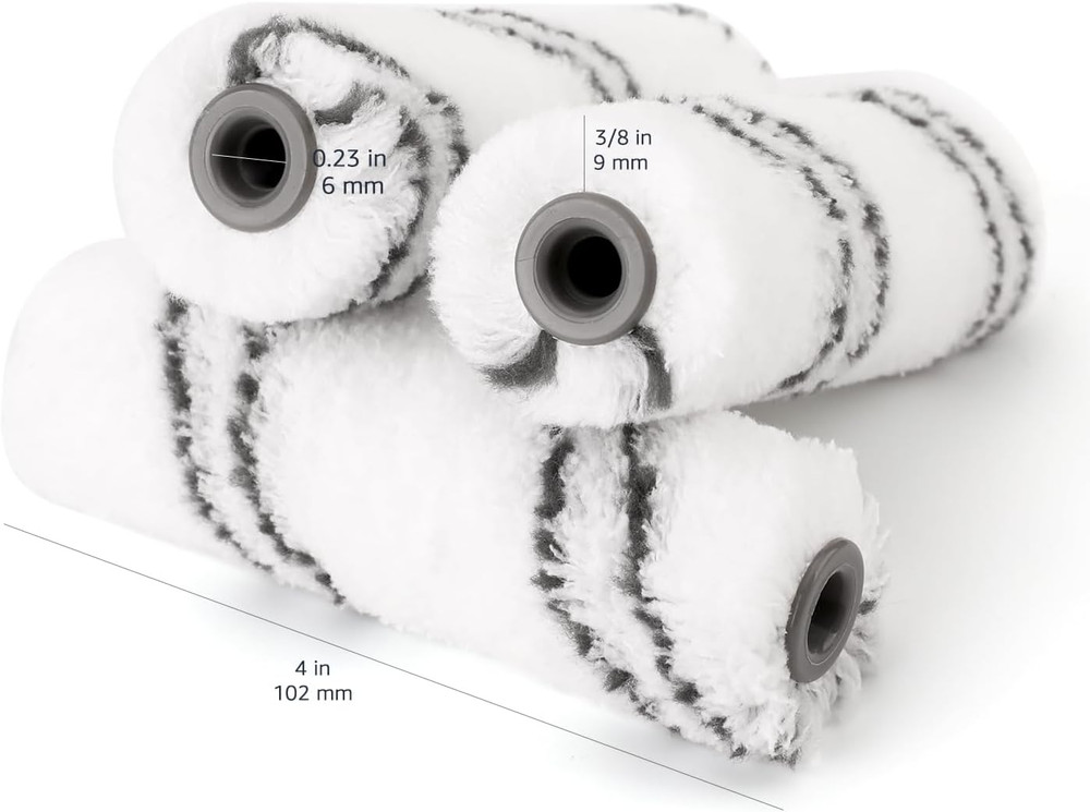 Microfiber Paint Roller Covers for Smooth Finish, Shedless, Washable, 4", 24-Pac