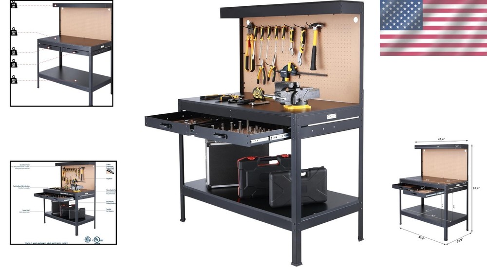 Multipurpose Workbench with Power Outlets and Light=