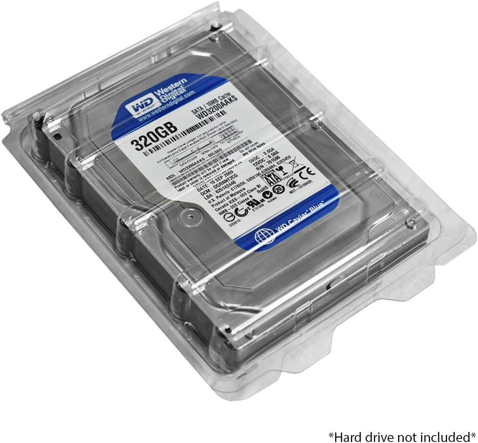 Plastic ESD Clamshell Case for 3.5" Internal Hard Drives (3.5" 10 Pack)