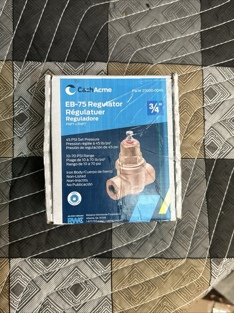 Cash Acme 3/4 Inch EB75 FPT x FPT Pressure Regulator Valve (PRV), 45 PSI, 230...