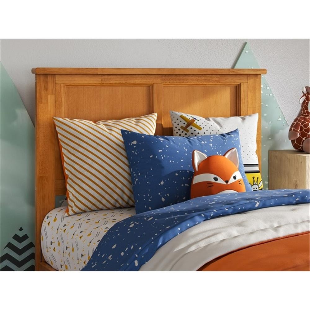 Pemberly Row Madison Twin Solid Wood Panel Headboard in Light Toffee