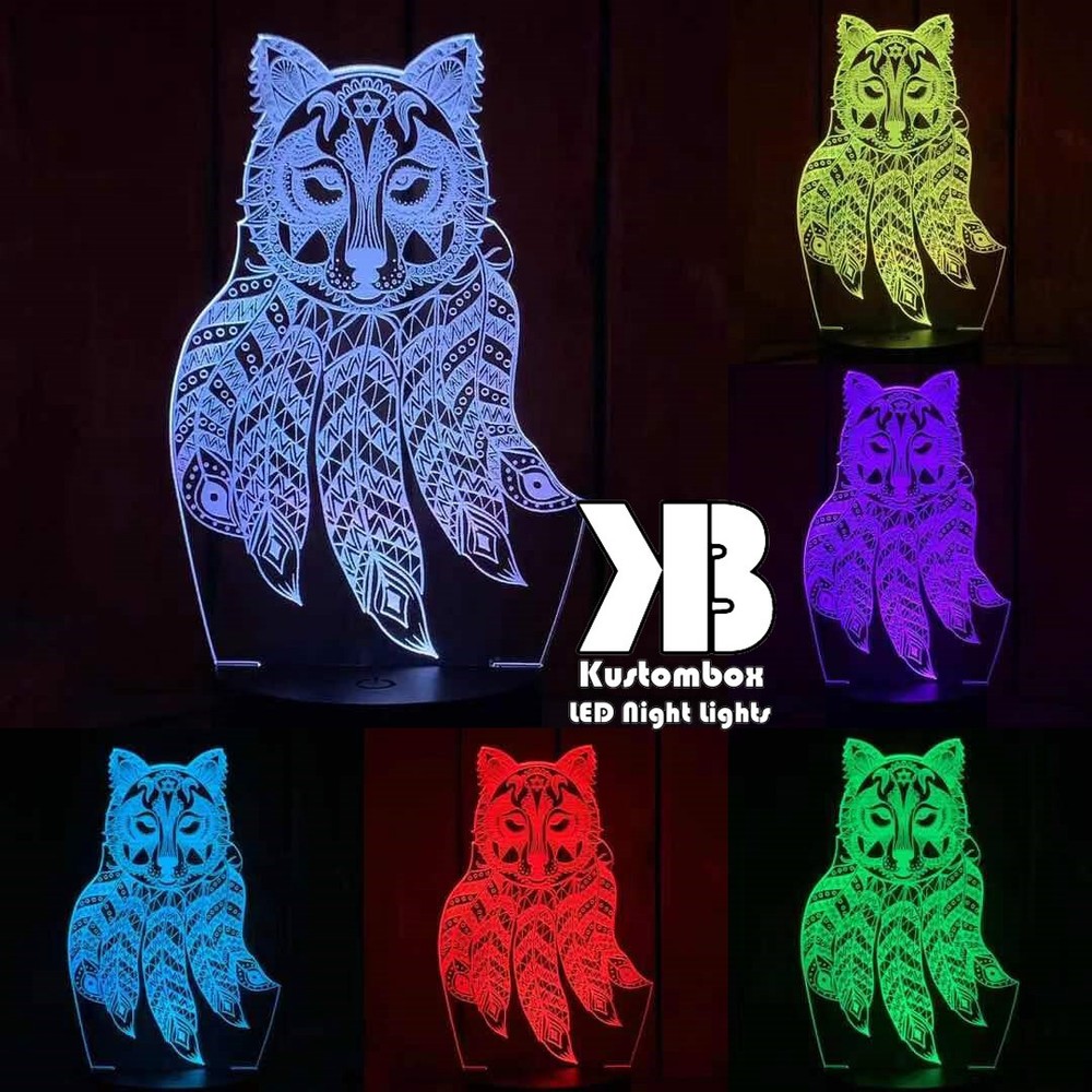 DREAM CATCHER WOLF 3D LED BATTERY & USB POWER NIGHT LIGHT + REMOTE CONTROL