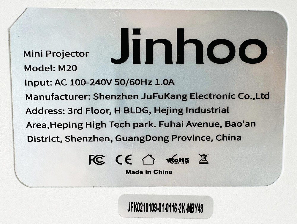 Jinhoo M20 Mini Projector 1.0A