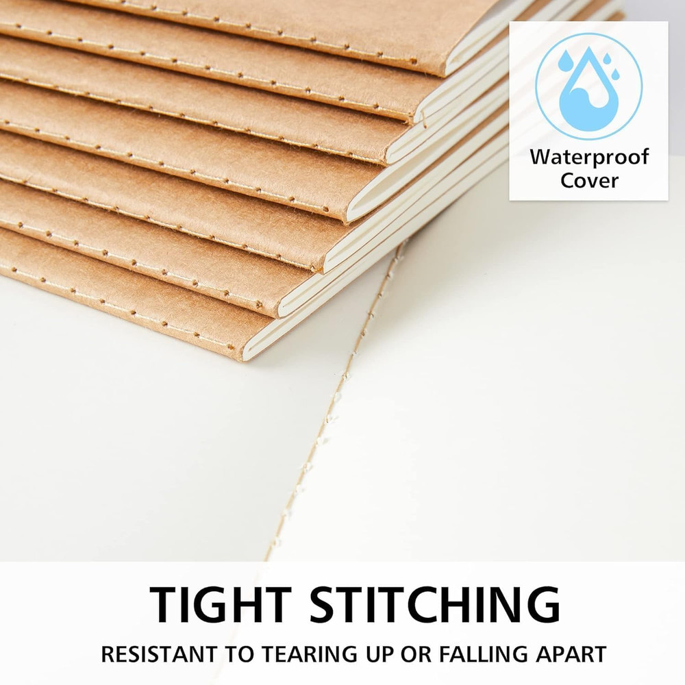 8 Pack Unlined Kraft Paper Notebooks, Blank Journal Note Pad for Drawing Writing