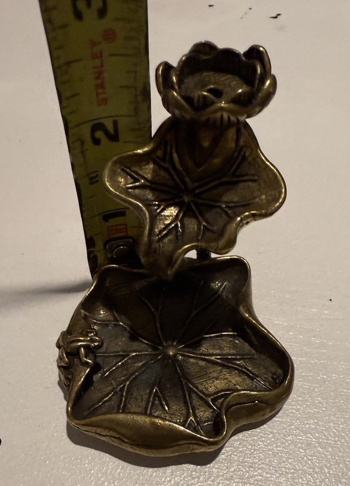 Antique Brass Lotus Leaf Backflow Incense Burner Decorations Solid Beautiful