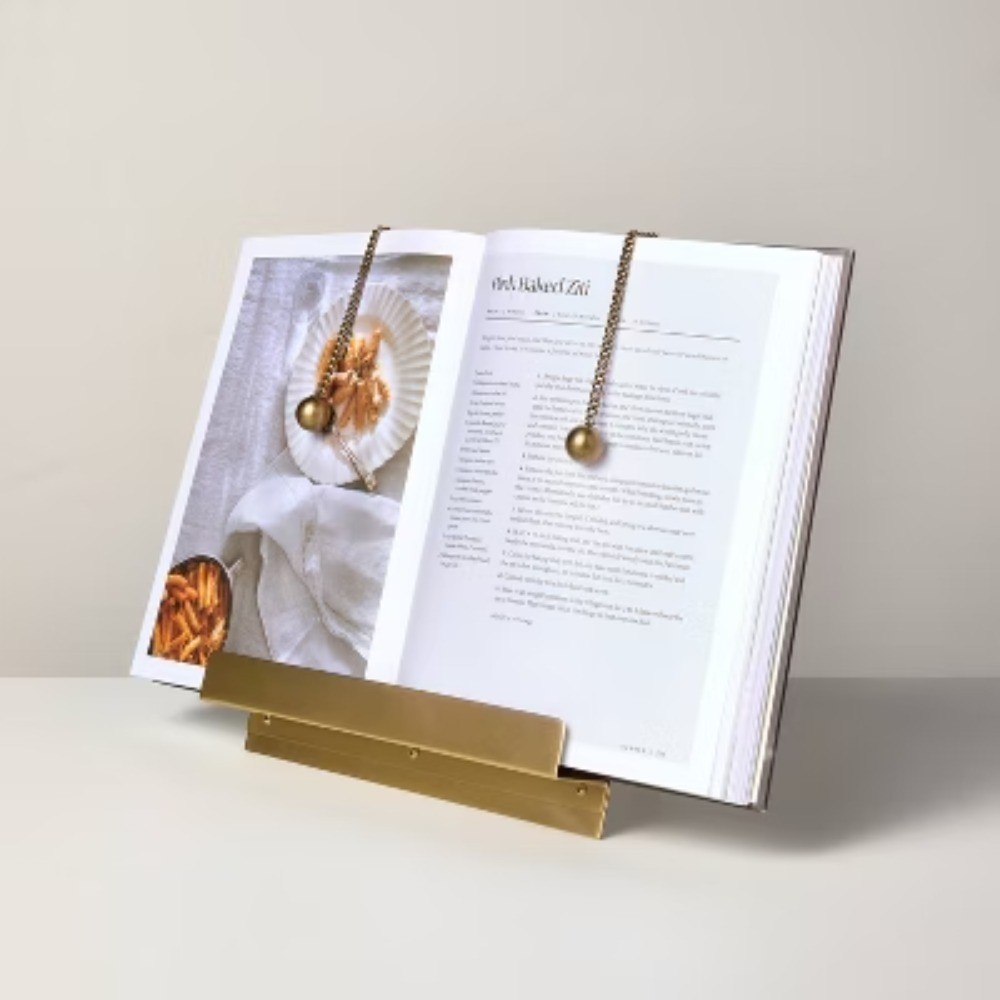 Brass Cookbook Holder with Weighted Chains