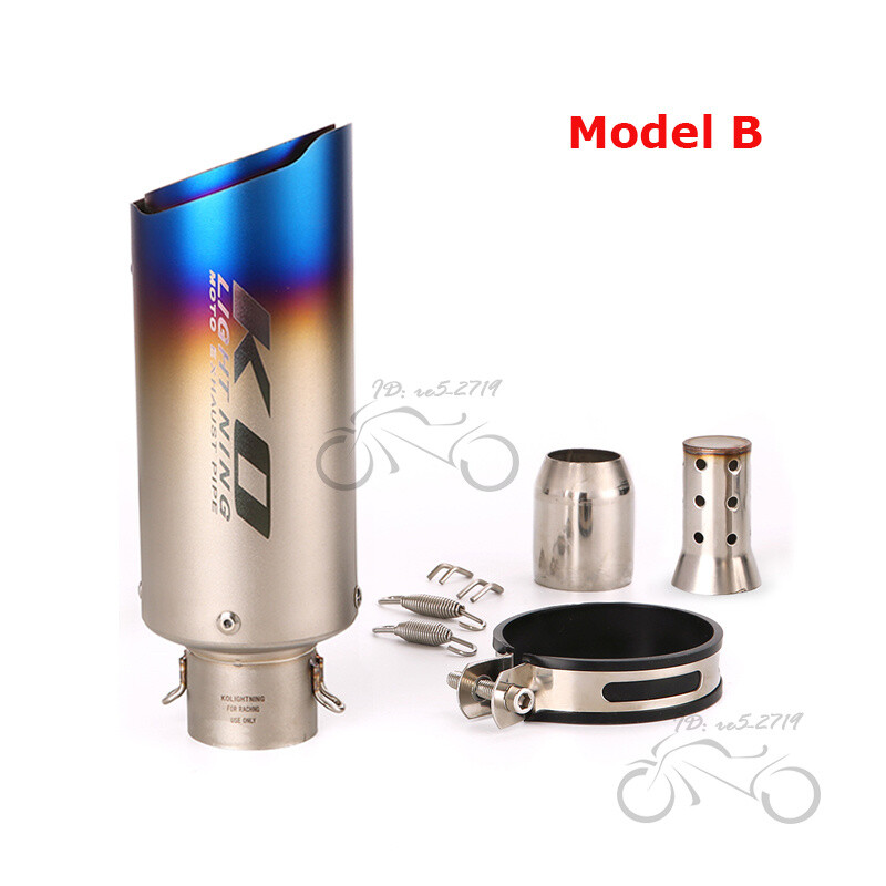 Universal Exhaust Pipe Slip on 51mm Muffler Tips Black 250mm Modified System