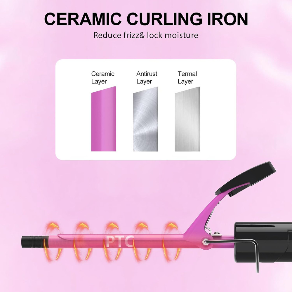 Small Ceramic Curling Wand with Adjustable Temperature for Tight Curls on Short