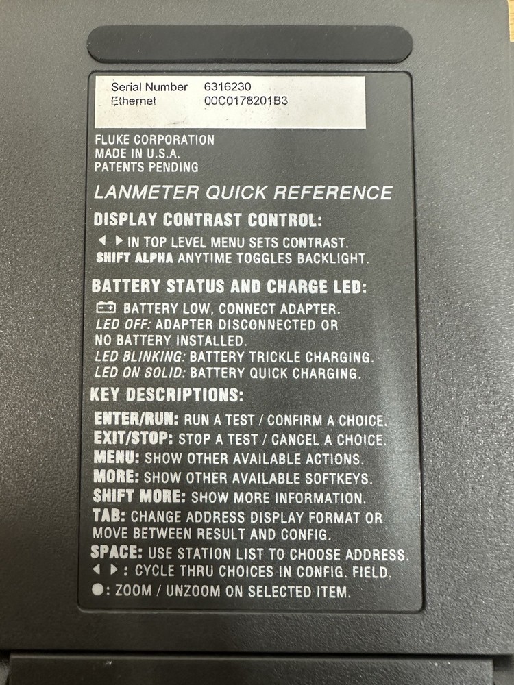FLUKE 672 Ethernet LANmeter Network Analyzer W/ Bag Disk Adapter Powers UNTESTED