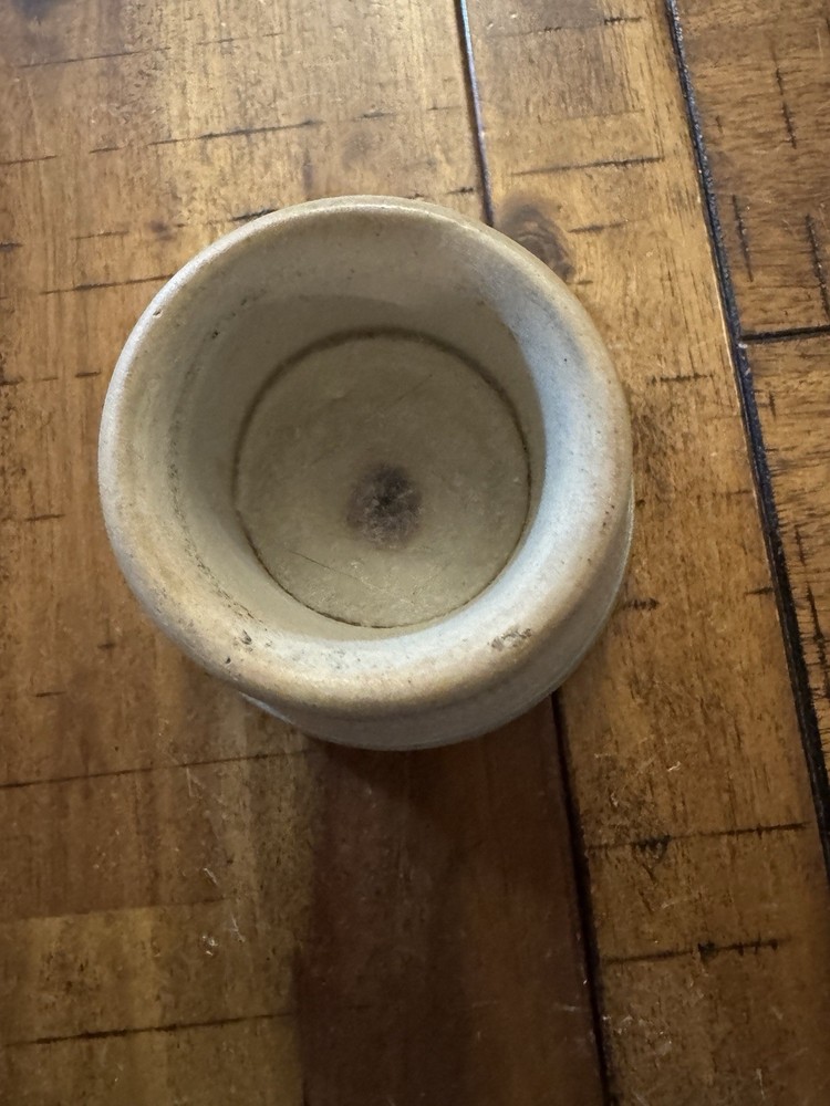 Antique Blue Band Stoneware Match Safe Holder Striker