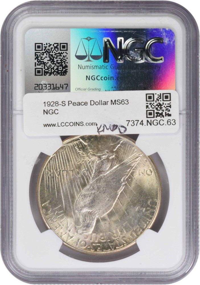 1928-S Peace Silver Dollar MS63 NGC
