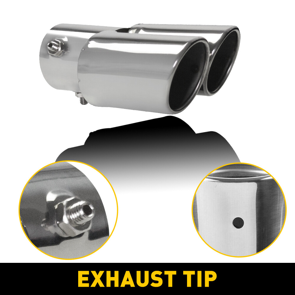 Chrome Rear Dual Stright Exhaust Pipe Tail Muffler Tip Replace Accessories Kit