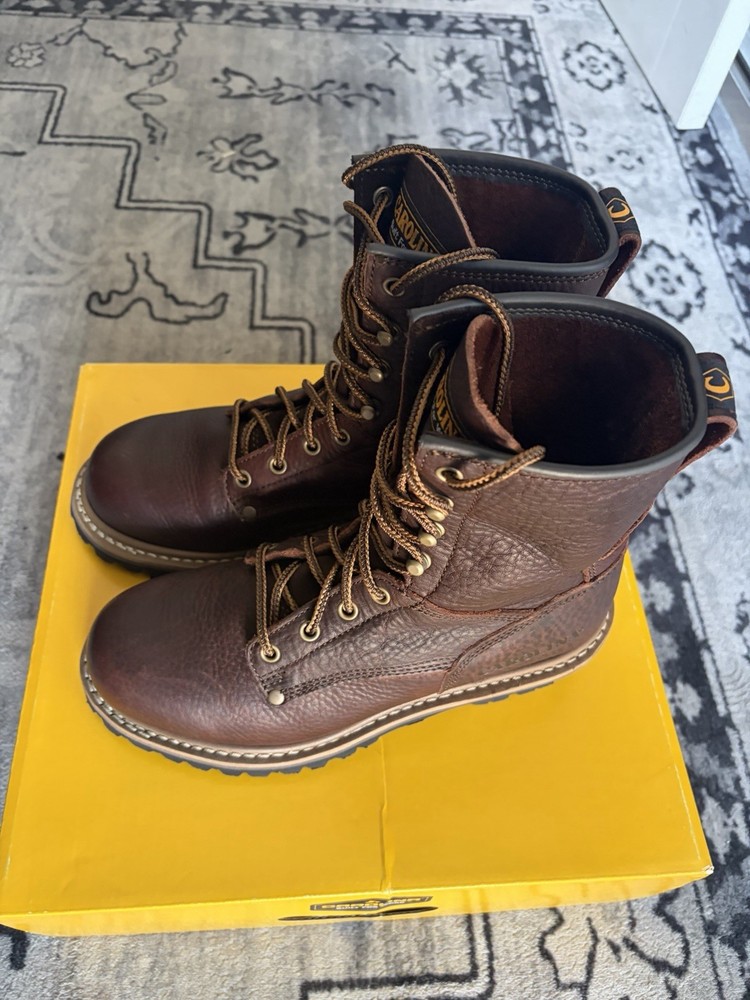 Carolina Brown Leather Industrial Work Boots Vibram Sole Durable Construction