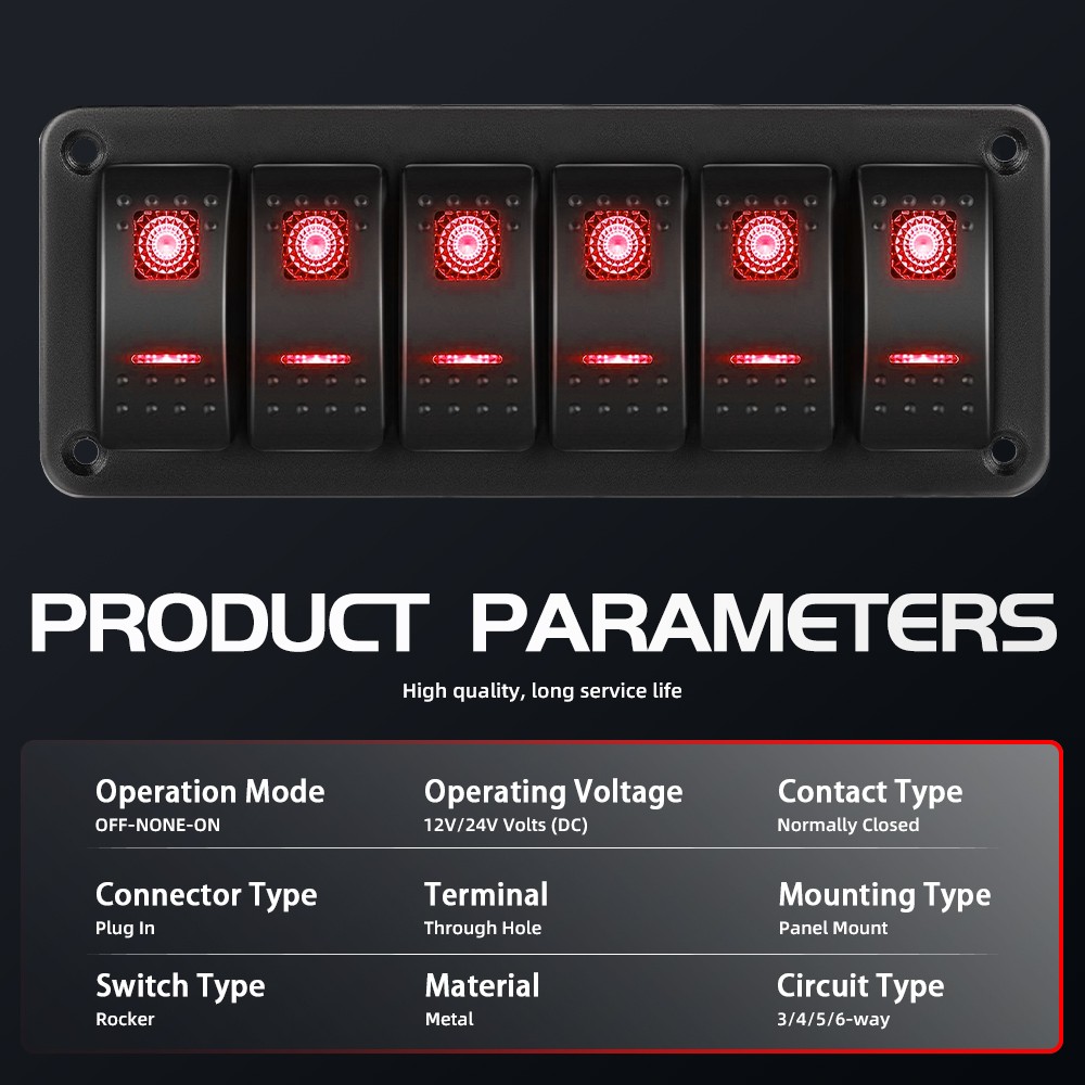 5 Gang LED Light Universal Toggle Rocker Switch Panel For Can am Polaris UTV ATV