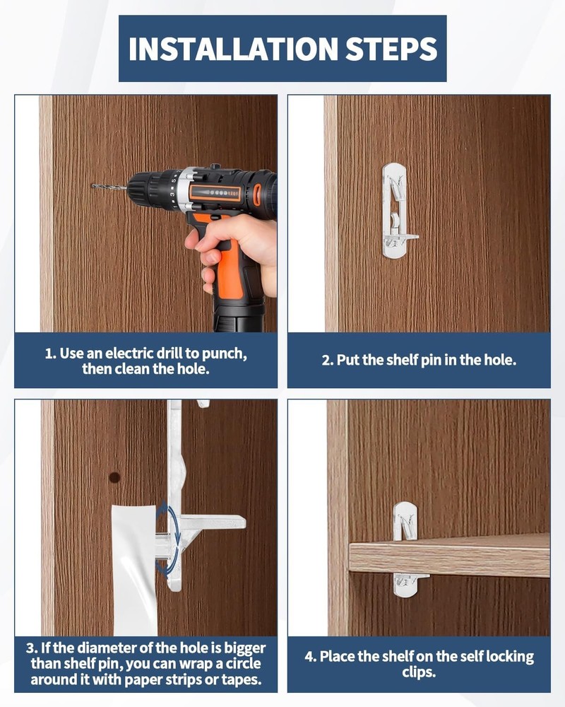 32 PCS Cabinet Shelf Clips 5mm, 3/4" Kitchen Clips, Cabinet...