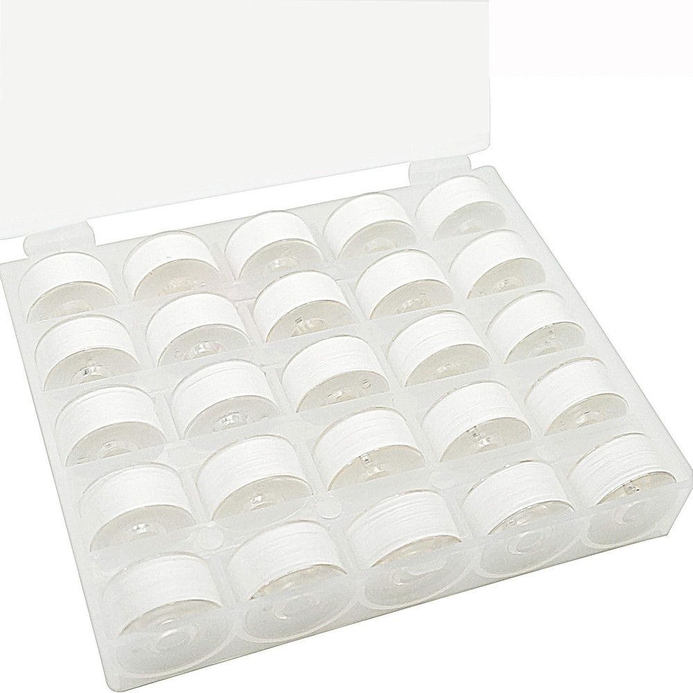 High-Quality 25pcs White Prewound Bobbin Thread for Easy Machine Embroidery