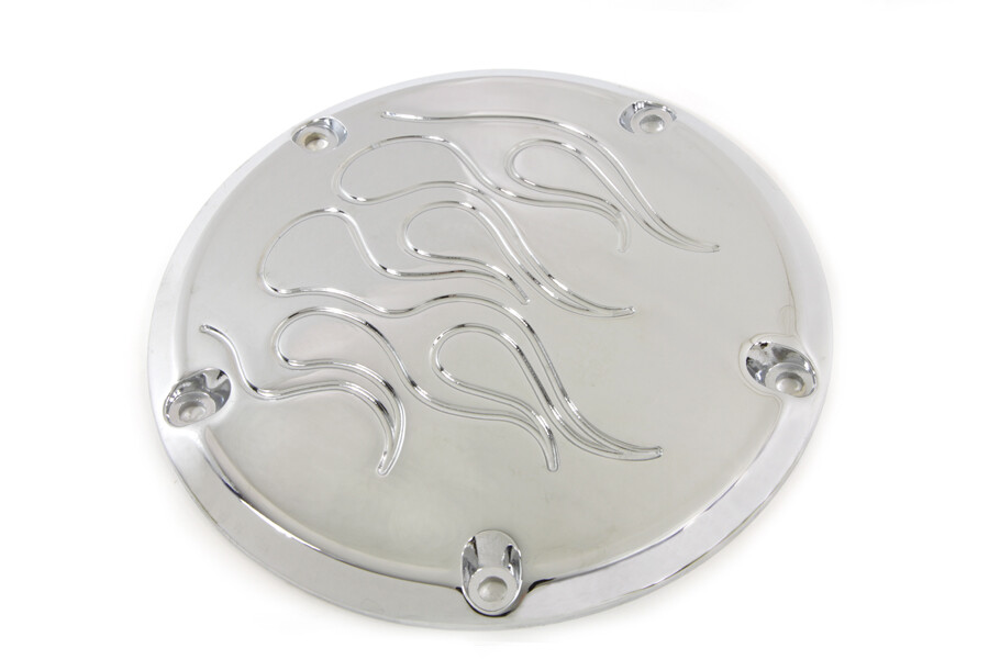 Flame Derby Cover Chrome fits Harley Davidson