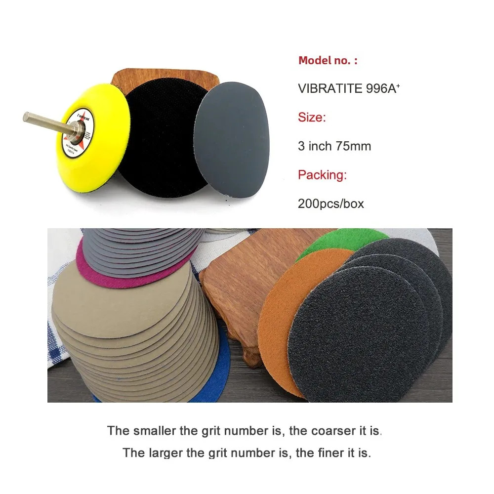 100Pcs 3 Inch 75mm Waterproof Sanding Discs Hook Loop Silicon Carbide Sandpaper
