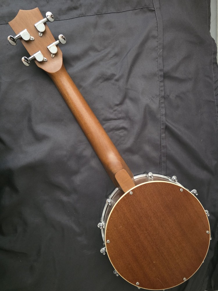 Irin Small Banjo 4 String Solid Body Brown Wood See Disc.