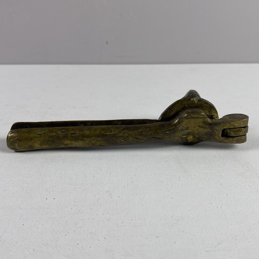 Vintage Nutcracker Solid Brass Handheld Figural Squirrel Etched Heavy 6" Patina