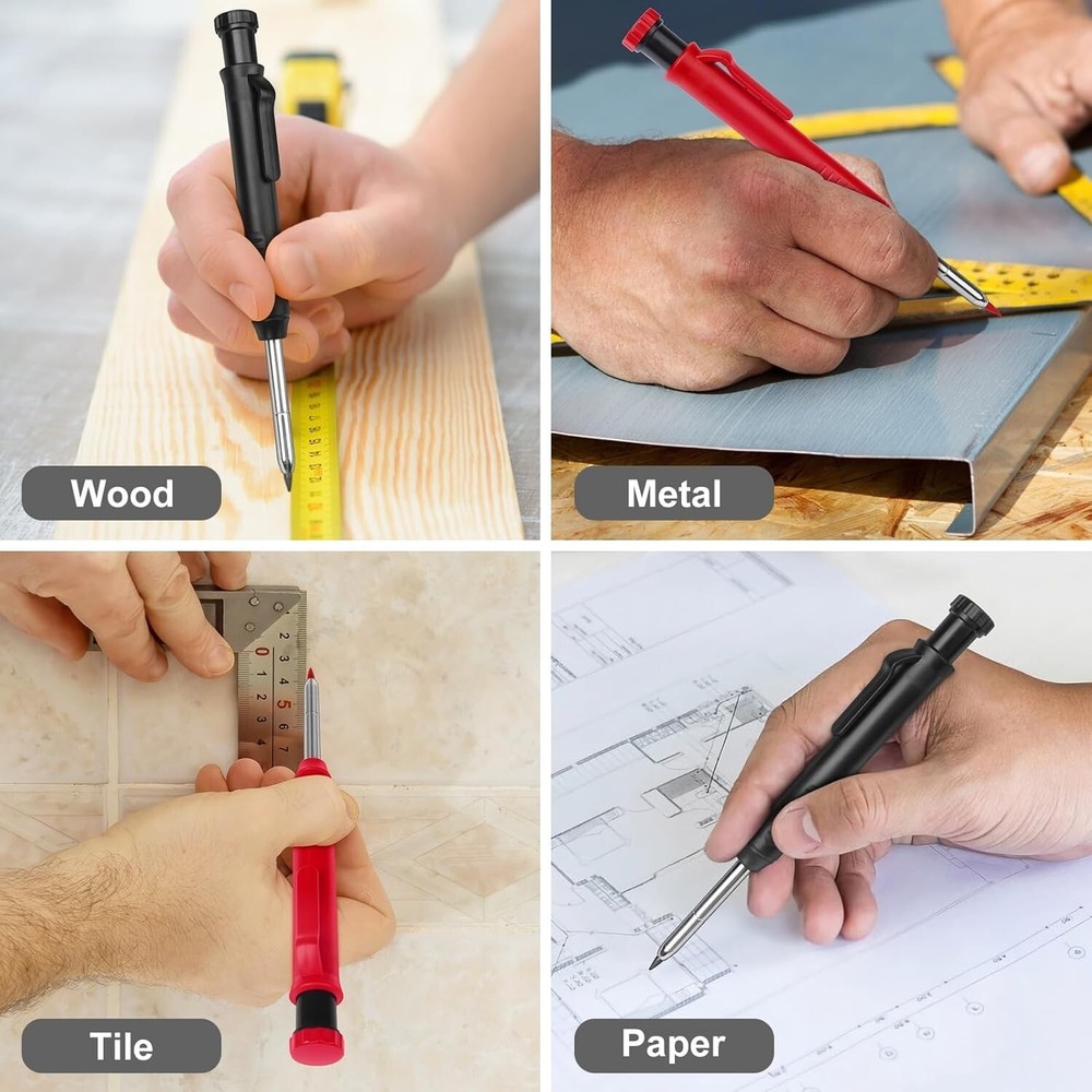 2 Pack Carpenter Construction Pencils Mechanical Pencils with 12 Refills,