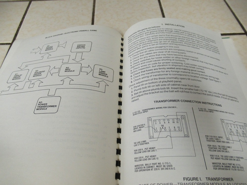 VINTAGE BALLY DRAGON PINBALL INSTALLATION &GENERAL OPERATION INSTRUCTION GUIDE