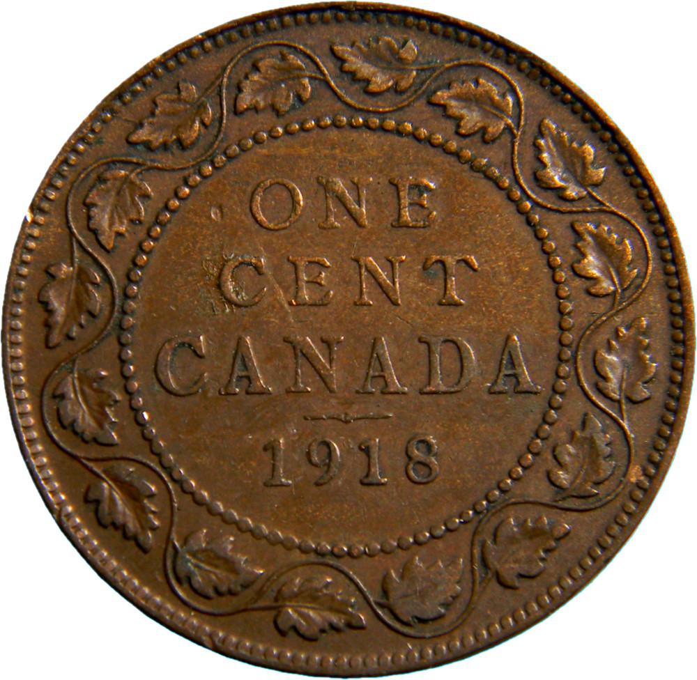 Canada 1918 One Cent (05457) Error over DEI