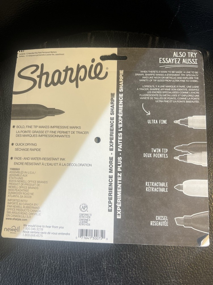 Sharpie Fine Point Permanent Marker, Assorted Colors, 12 count