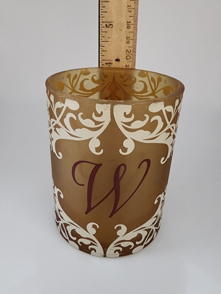 W Initial Glass Candle/trinket Holder