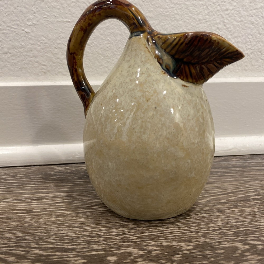 Pear Fruit Shaped Pitcher - Pottery Rustic - Brown Tan High Gloss 6.5” Tall