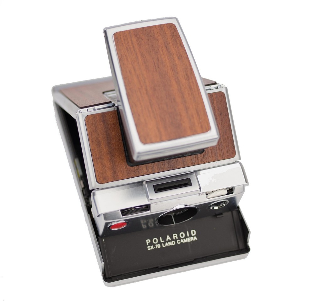Polaroid SX-70 Silver Body - Cherry Wood Replacement Cover