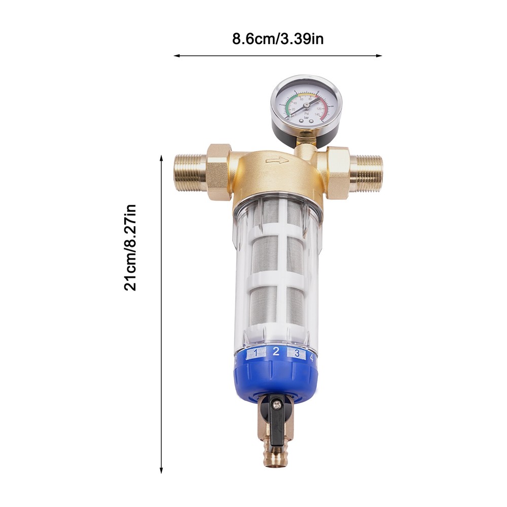 1-20bar Home Water Filter, Whole House Flushable Pre-Filtration System Reusable