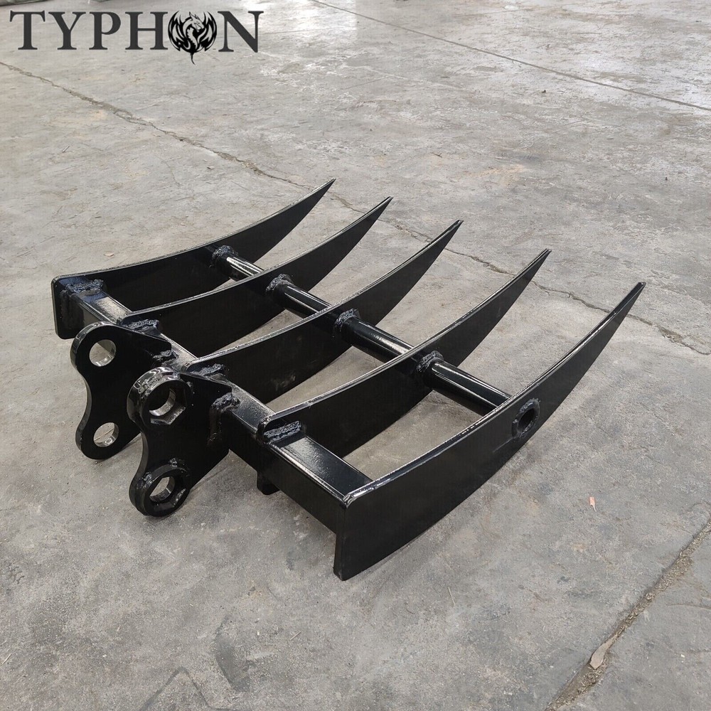 Mini Excavator Attachment TYPHON Rake for Grading, Leveling, Loosening, Removing