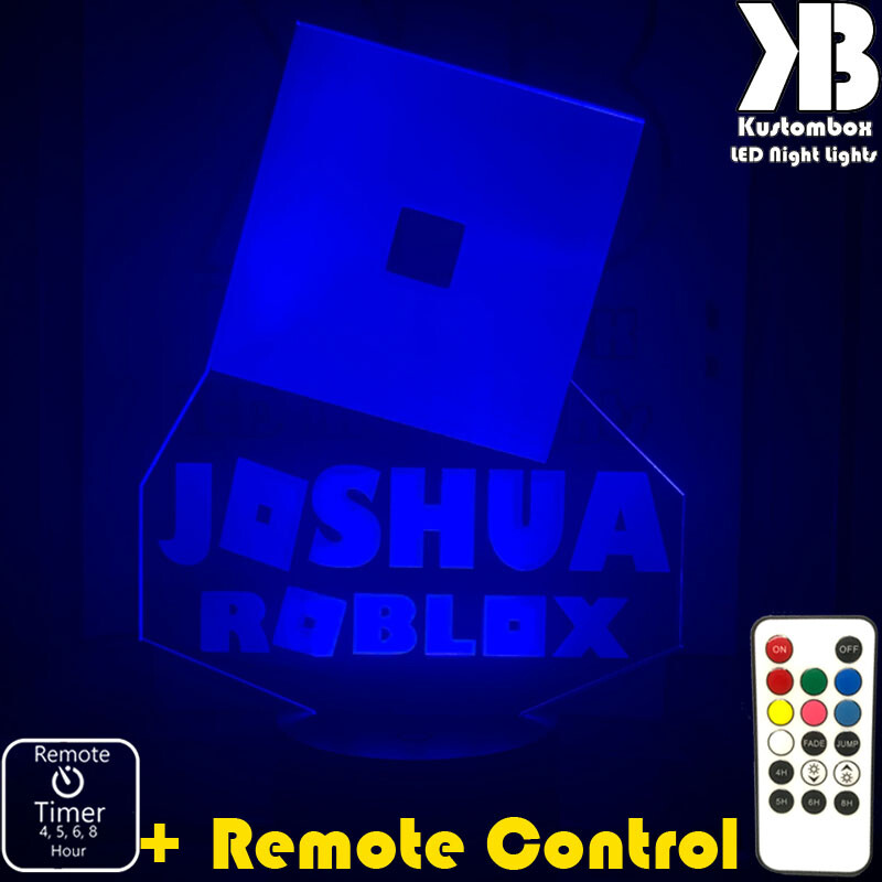 ROBLOX LOGO 3D PERSONALISED NAME LED NIGHT LIGHT 7 COLOURS + REMOTE CONTROL