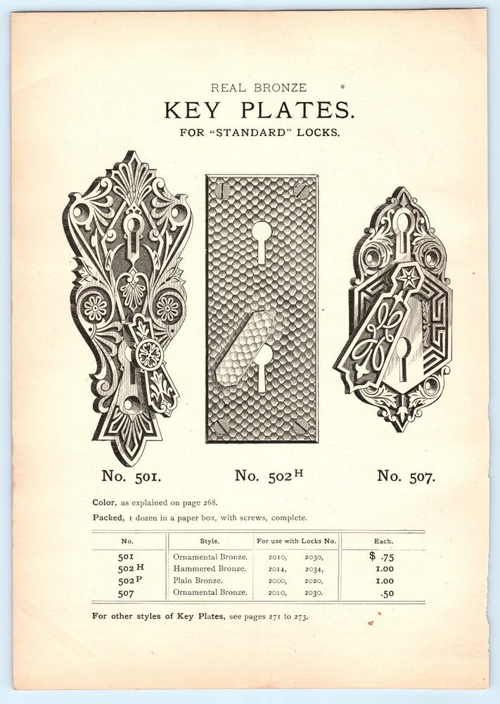 Yale Lock Key Plate Hardware Advertisement Catalog Page 1884