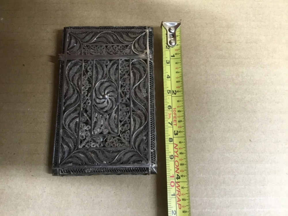 Vintage Antique Silver Filigree Cigarette Box Case - nice