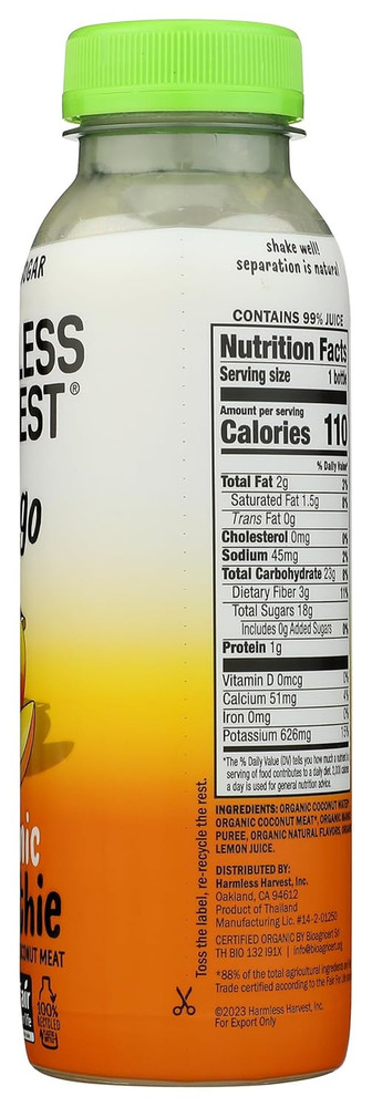 , Organic Mango Coconut Smoothie, 10 Fl Oz Bottle