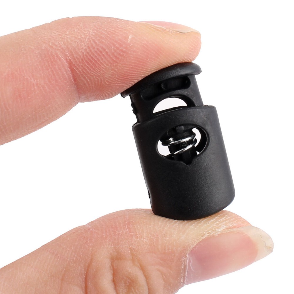 Outdoor Plastic Single Hole String Cord Lock Clamp Toggle Spring Black 12pcs