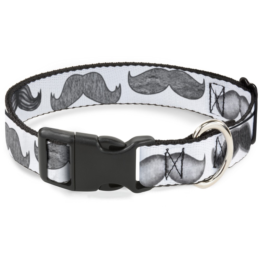 Plastic Clip Collar Mustaches White/Sketch Small 9.5-13"