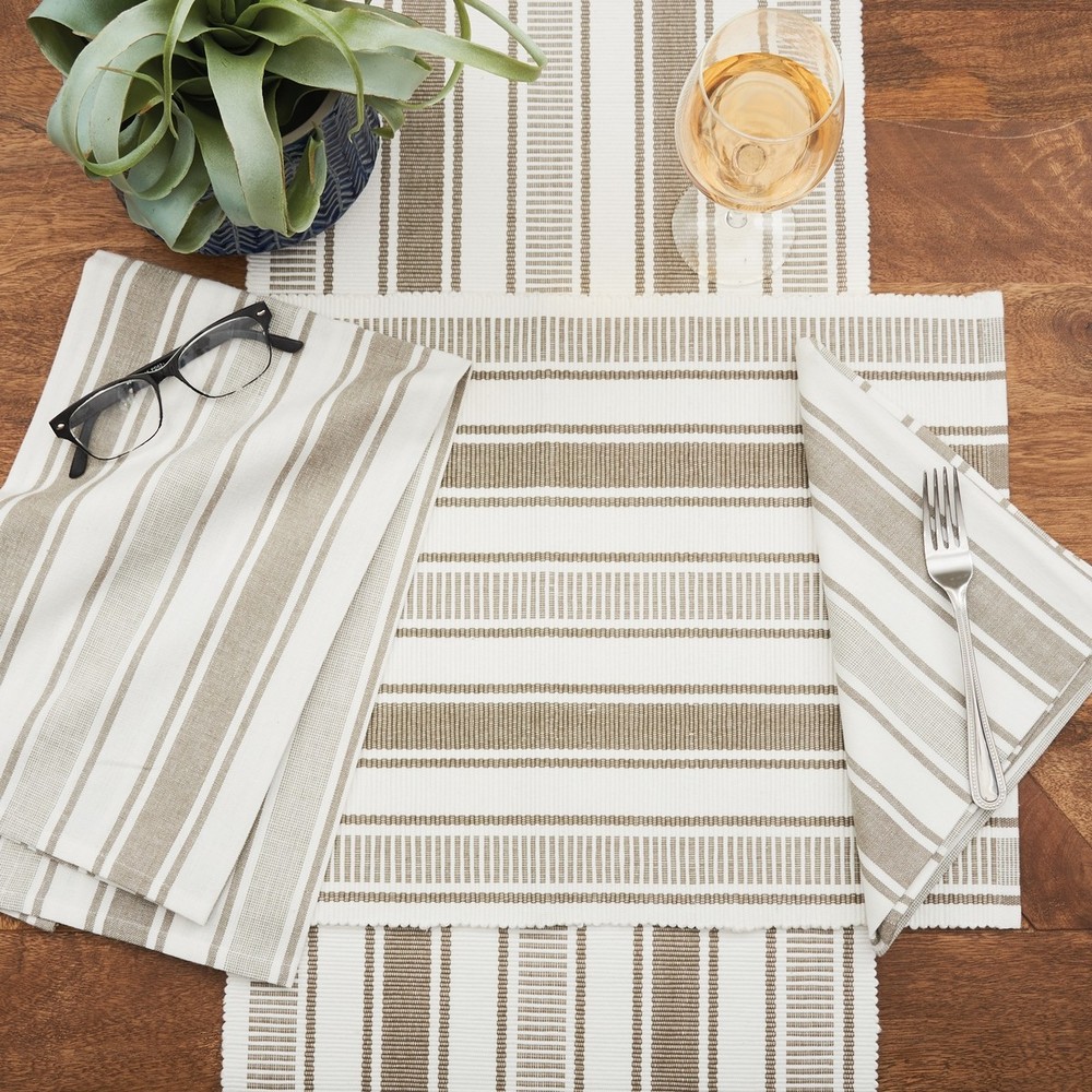 Chandler Stripe Clay Dining Table Runner, 13" x 72"