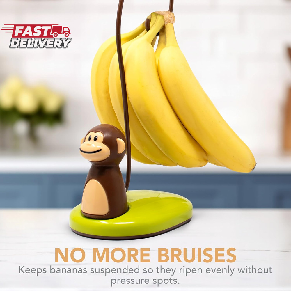 Joie Monkey Banana Tree Holder, Countertop Fruit Hanger with Secure Hook, Banana