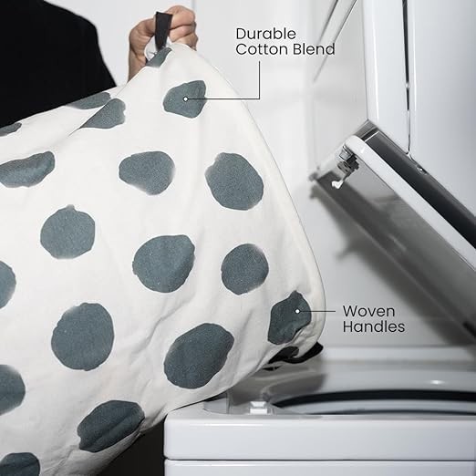 2 Pack Collapsible Laundry Basket- Laundry Hamper Bag (B&W Polka Dot)