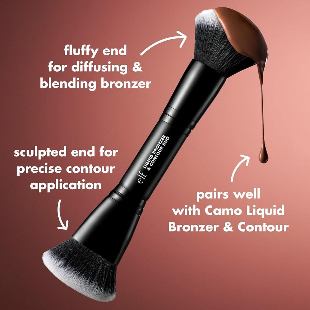 Liquid Bronzer & Contour Duo Brush, Silky Highly Pigmented Formula