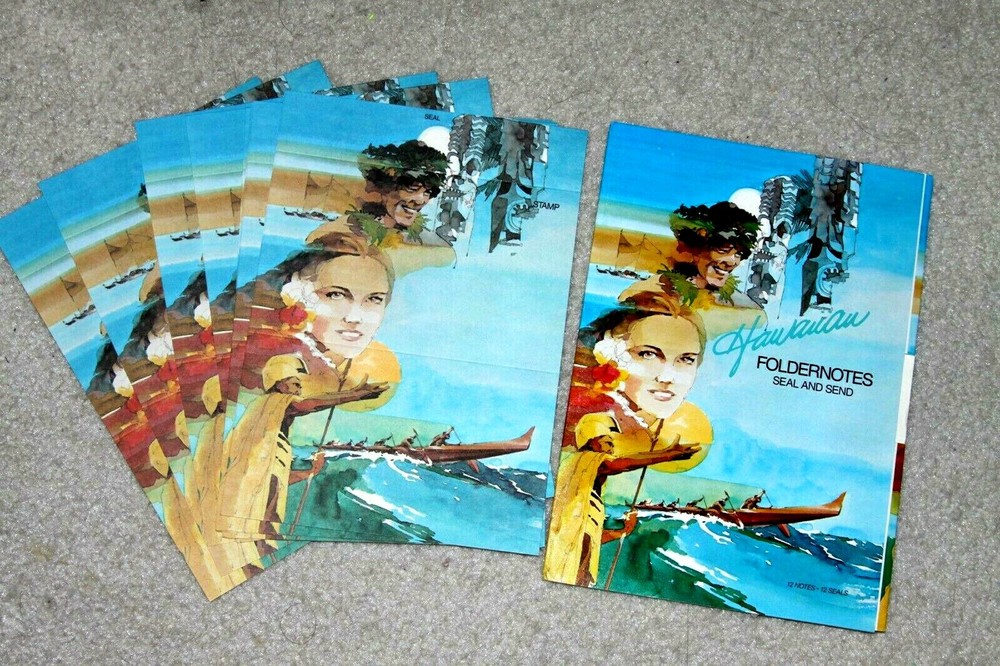 Rare Vintage 1970's Hawaiian Fold A Notes - 12 Notes per Folder
