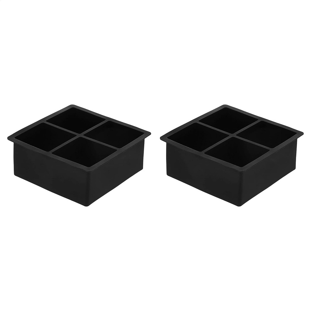 Amazon Basics Large Silicone Square Ice Cube Trays for Freezer, Dishwasher Safe,