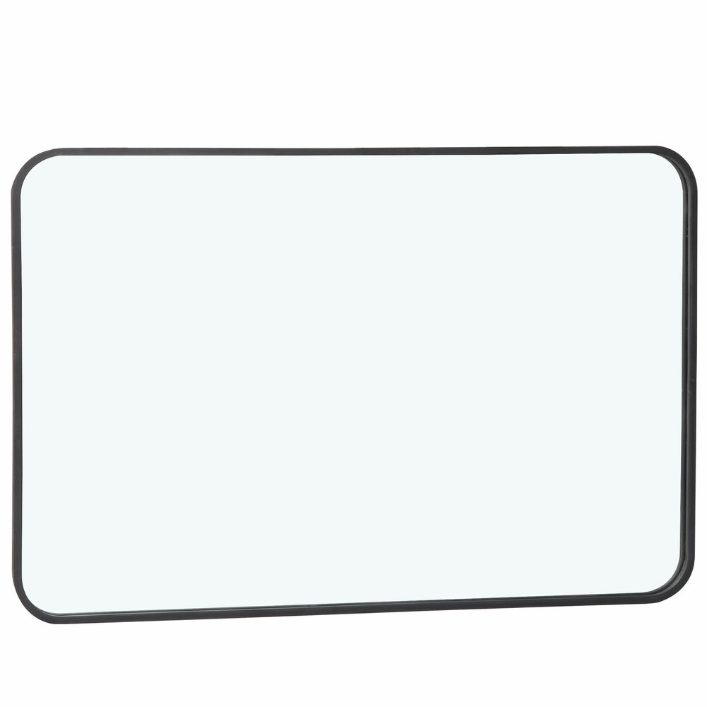 24" x 36" Wall-Mounted Rectangular Mirror Metal Black Frame Bath Beauty Bedroom