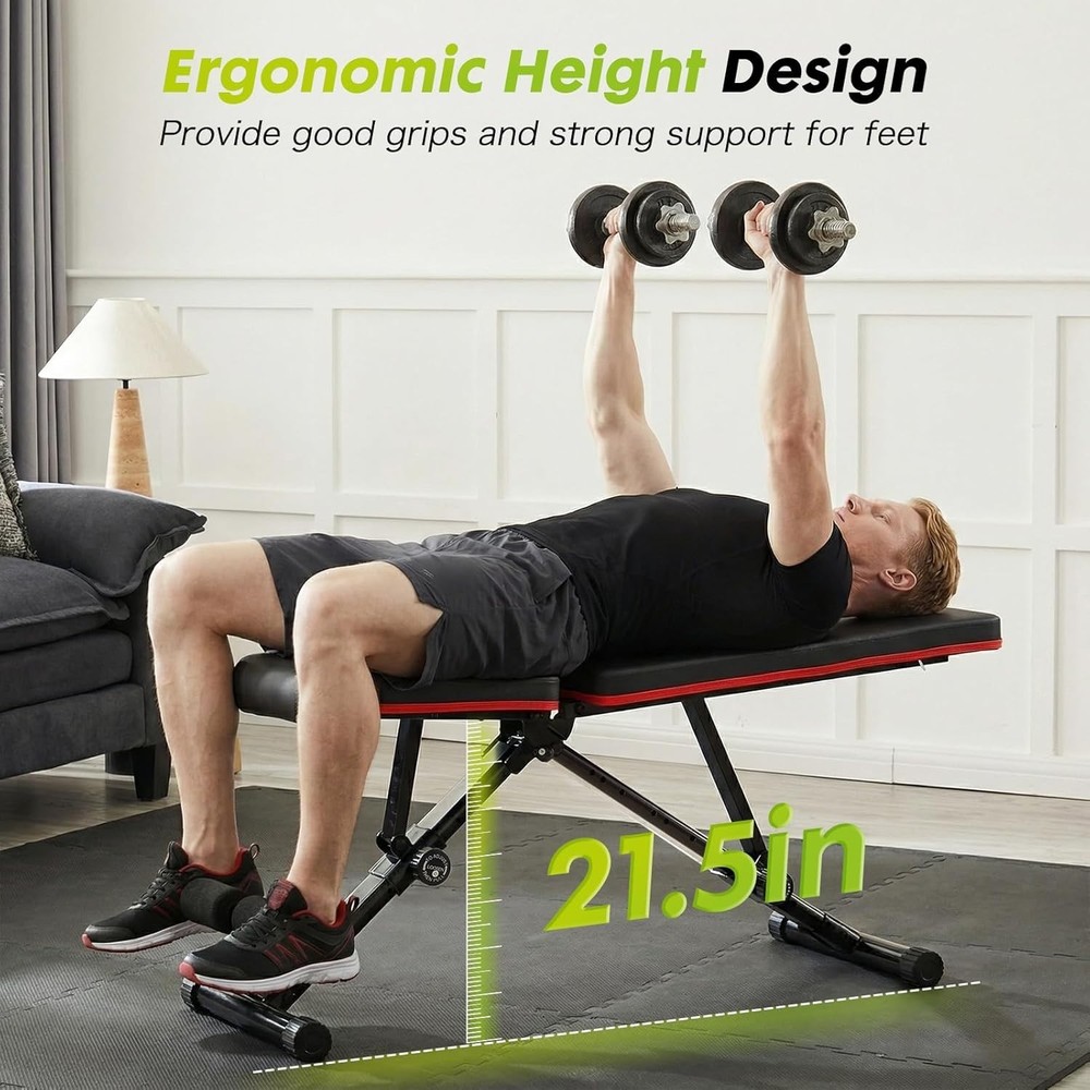 Adjustable Weight Bench Full Body Strength Training Foldable Workout Bench W/