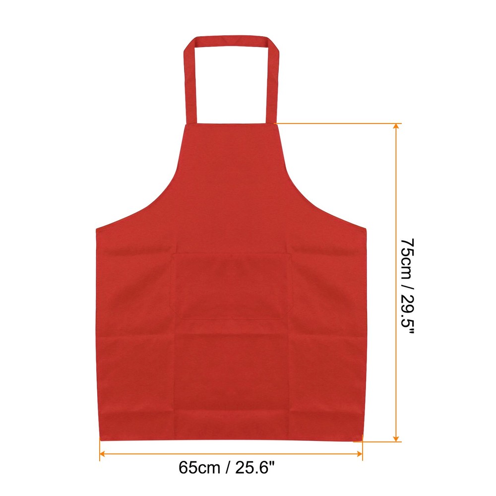5pcs Kitchen Cooking Aprons 75x65cm Polyester Art Apron Red