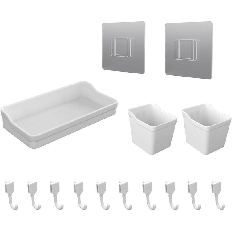 25 Piece Pegboard Accessory Set Hooks Boxes Organize Tools Fastening Strips New